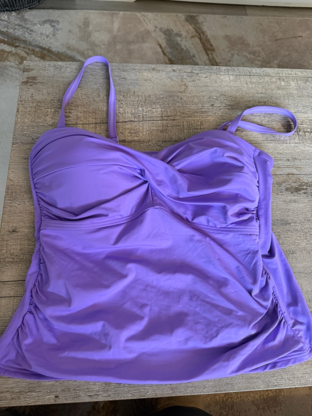 Lands' End Purple Ruched Tankini Top